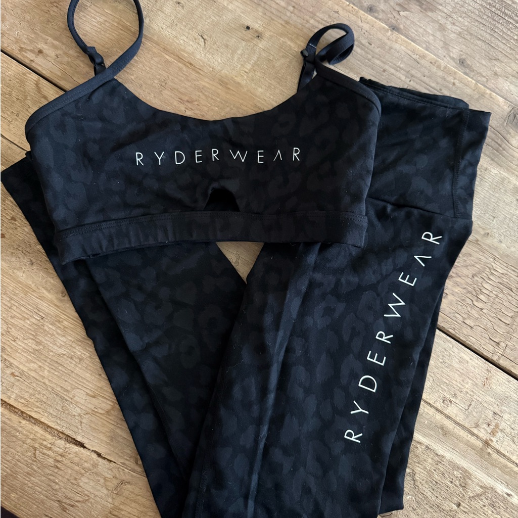 Ryderwear Activewear Set Black Leopard Print Size Xs